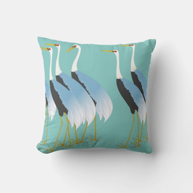 Almofada Padrão de guindaste japonês (Frente)