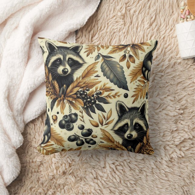 Almofada Padrão de guintage racoon (Cobertor)