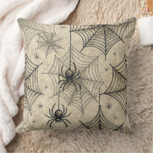 Padrão de Halloween de Aranhas e Teias Vintage