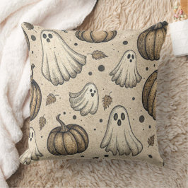 Almofada Padrão de Halloween de Fantasmas e Pumpkins Vintag
