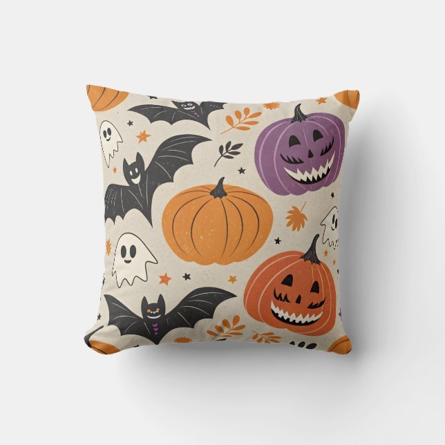 Almofada Padrão de Halloween e outono (Frente)