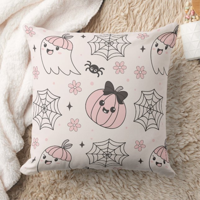 Almofada Padrão de Halloween Rosa de Kawaii com Fantasma, A (Cobertor)