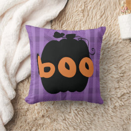 Almofada Padrão de Halloween Xadrez Preto Roxo Abóbora
