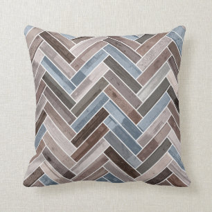 Almofada Padrão de Herringbone em Cinza azul marrom