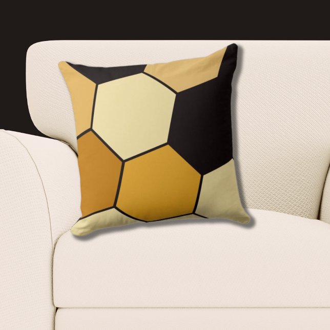 Almofada Padrão de Hexágono Amarelo e Negro (Yellow and Black Hexagon Pattern Throw Pillow)
