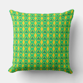 Almofada Padrão de Hexágono Amarelo Verde Trevo