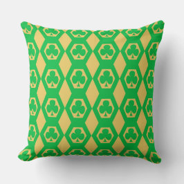 Almofada Padrão de Hexágono Amarelo Verde Trevo