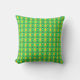 Almofada Padrão de Hexágono Amarelo Verde Trevo