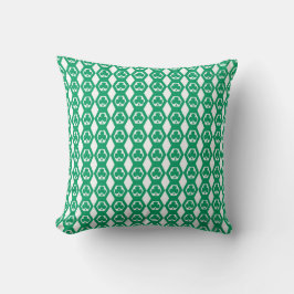 Almofada Padrão de Hexágono Branco Verde Trevo