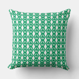 Almofada Padrão de Hexágono Branco Verde Trevo