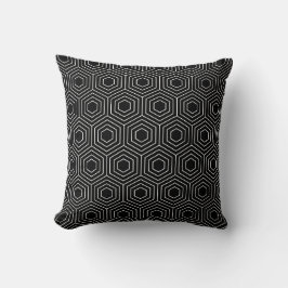Almofada Padrão de Hexágono Geométrico | Preto e branco