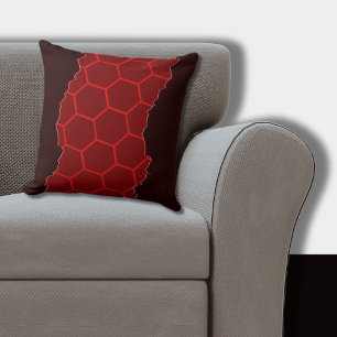 Almofada Padrão de Hexágono Negro, Na moda Vermelho Sanduíc
