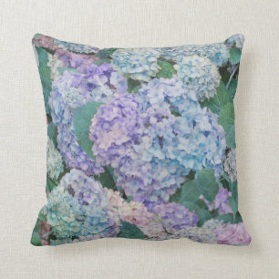 Almofada Padrão de Hydrangea Púrpura Azul Chic
