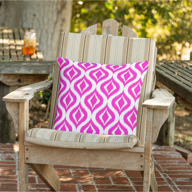Almofada Padrão De Ikat Ogee Retro-Chic Retron Rosa, Brilha (Cadeira)