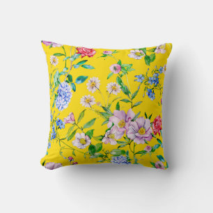 Almofada Padrão de ilustração da aquarela do jardim da flor