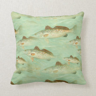 Almofada Padrão de ilustração de cor rústica do peixe