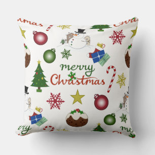 Almofada Padrão de Ilustração de Natal Mix Lg