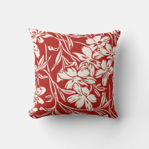 Almofada Padrão de Ilustração Floral Elegante Red Abstrato