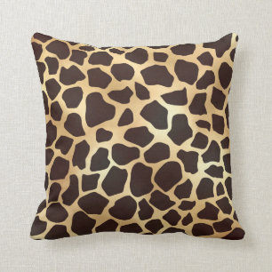 Almofada Padrão de Impressão Animal Marrom Giraffe Dourado