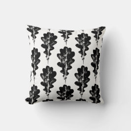 Almofada Padrão de Impressão de folha de carvalho preto e b