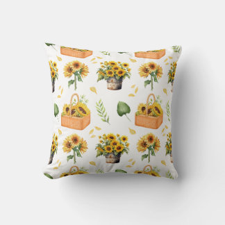 Almofada Padrão de Impressão de girassol de aquarela