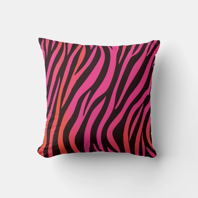 Almofada Padrão de Impressão de Zebra Laranja e Rosa Vibran (Frente)