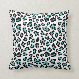 Almofada Padrão de Impressão do Animal Leopardo Negro Teal