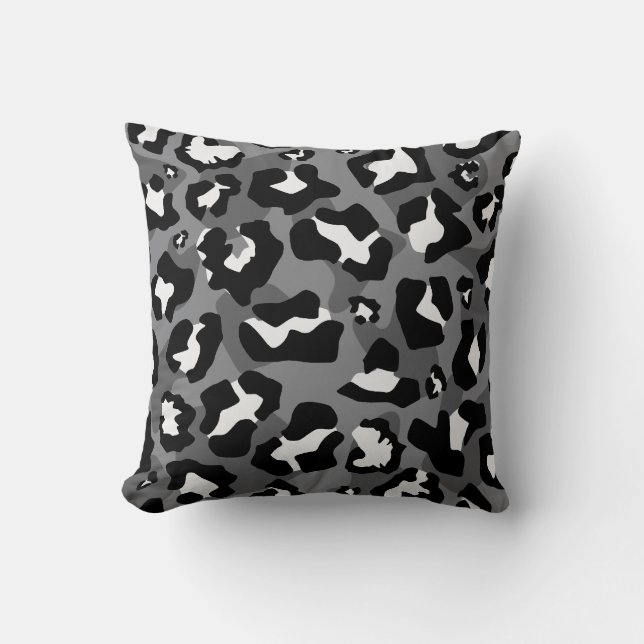 Almofada Padrão de impressão em animais-leopardo preto, bra (Frente)