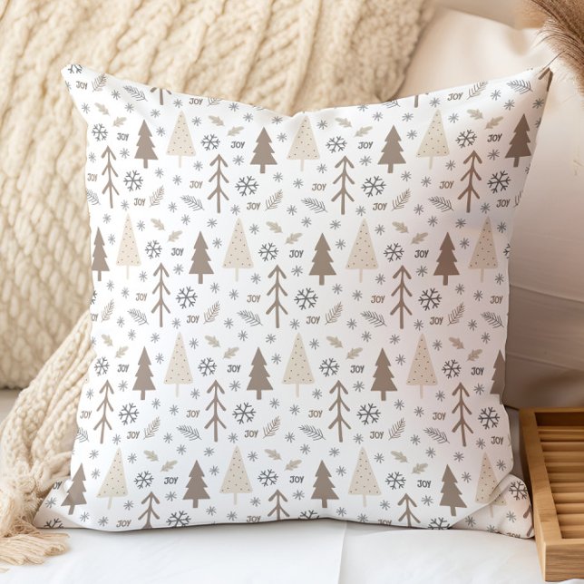 Almofada Padrão de Inverno de Feriado  (Holiday Winter Pattern Throw Pillow by MINTIC DESIGN STUDIO)
