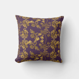 Almofada Padrão de jardim floral glitter dourado elegante
