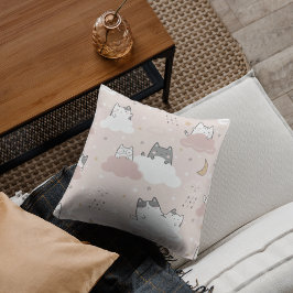 Almofada Padrão de Kitten Cor-de-Rosa