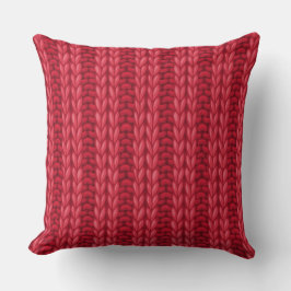 Almofada Padrão de Lã de Tricô Vermelho de Inverno