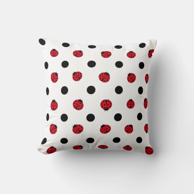 Almofada Padrão de ladybug retro-cúbico (Frente)