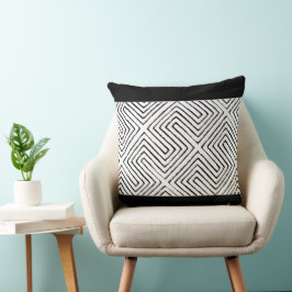 Almofada Padrão de Lama Africana Preta e Branca