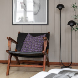 Almofada Padrão de lavanda cúbico cinza de flor de aquarela