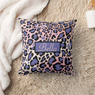 Almofada Padrão de Leopardo Azul
