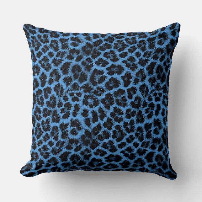 Almofada Padrão de leopardo azul e preto (Frente)
