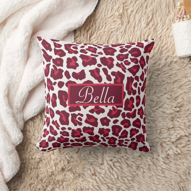 Almofada Padrão de Leopardo Vermelho do Vinho (Cobertor)