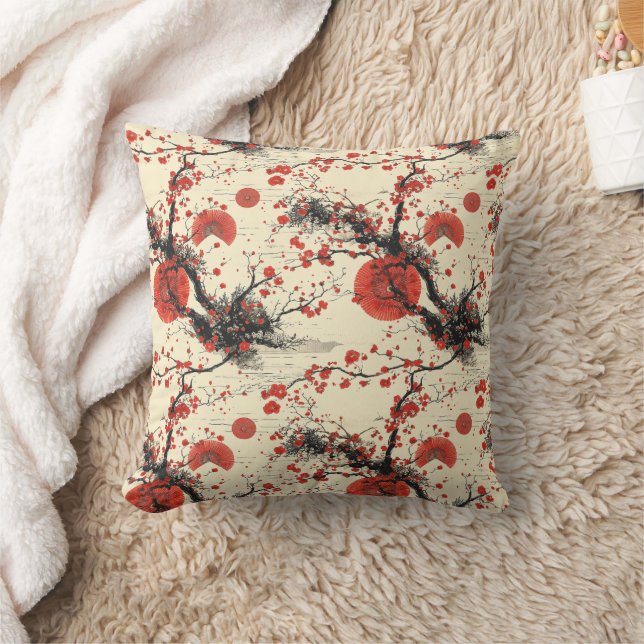 Almofada Padrão de Leque de Flor de Cerejeira Japonesa (4) (Cobertor)