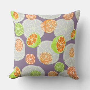 Almofada Padrão de limão colorido l Púrpura e laranja