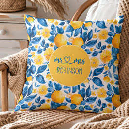 Almofada Padrão de Limão Fruta Tropical Nome do Casal Perso