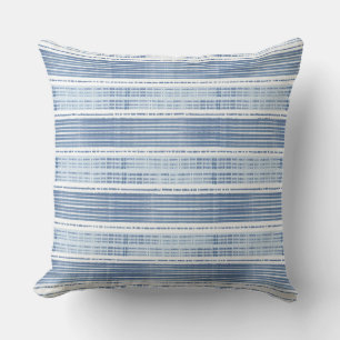 Almofada Padrão de Linha Costeira Azul e Branco