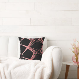 Almofada Padrão de Linha Moderna Preto e Rosa