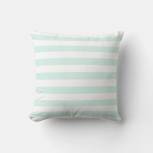 Almofada Padrão de Linhas Branco e Pastel Verde Ciano Suave