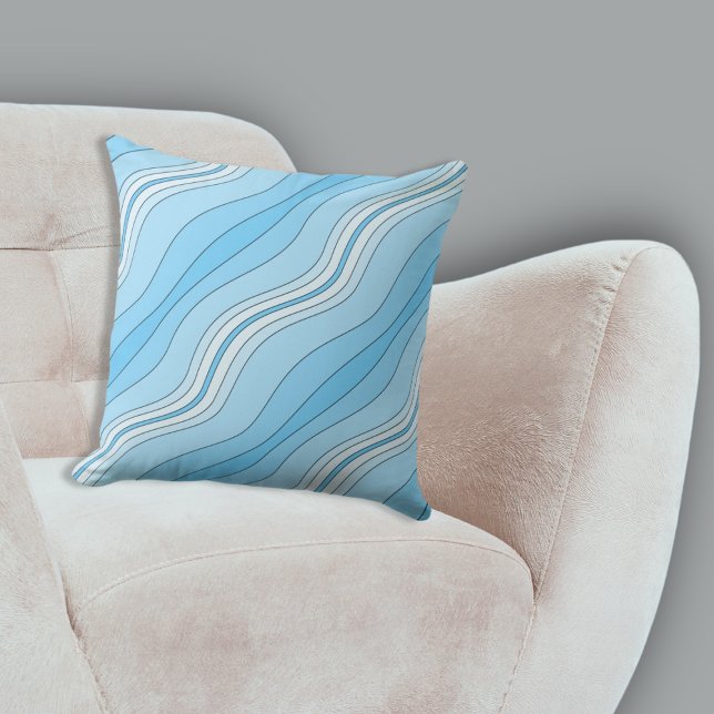 Almofada Padrão de Linhas em Camada Turquesa Elegante (Elegant Turquoise Layered Lines Pattern Throw Pillow, Living Room)