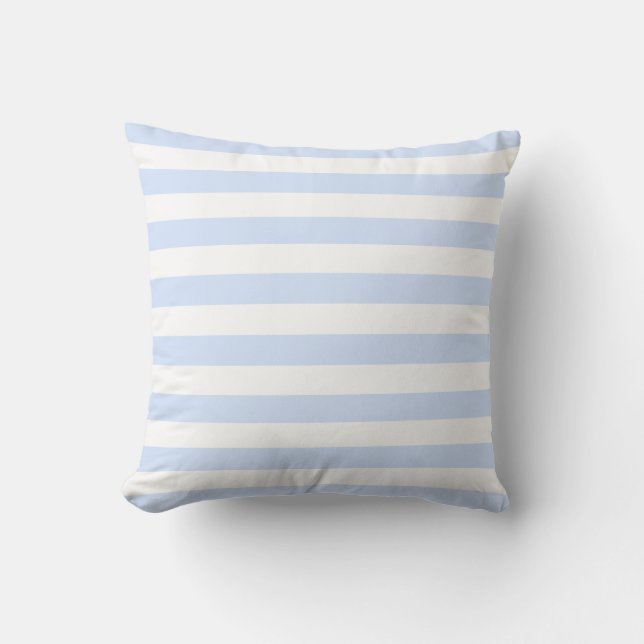 Almofada Padrão de Linhas em Pastel Branco e Azul Bebê (Frente)