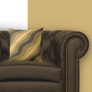 Almofada Padrão de Linhas Ondas Elegante Sandy Brown