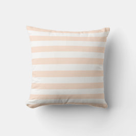 Almofada Padrão de Linhas Pastel Branco e Pêssego