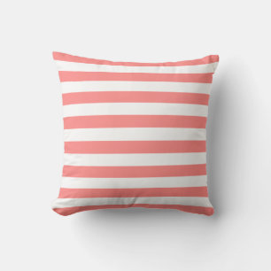 Almofada Padrão de Linhas Pastel Branco e Rosa