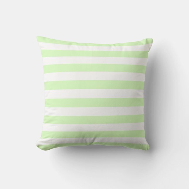 Almofada Padrão de Linhas Pastel Branco e Verde Lima (Frente)